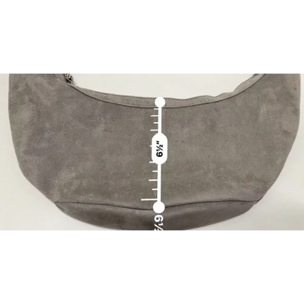 NWT ah.dorned grey vegan suede hobo bag